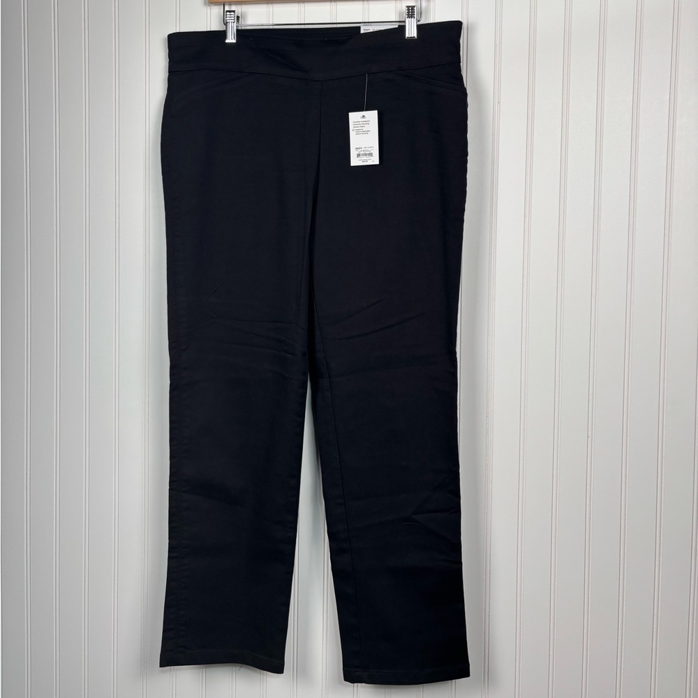 NWT Croft & Barrow Womens Black Effortless Stretch Pant Straight Leg MidRise 16P